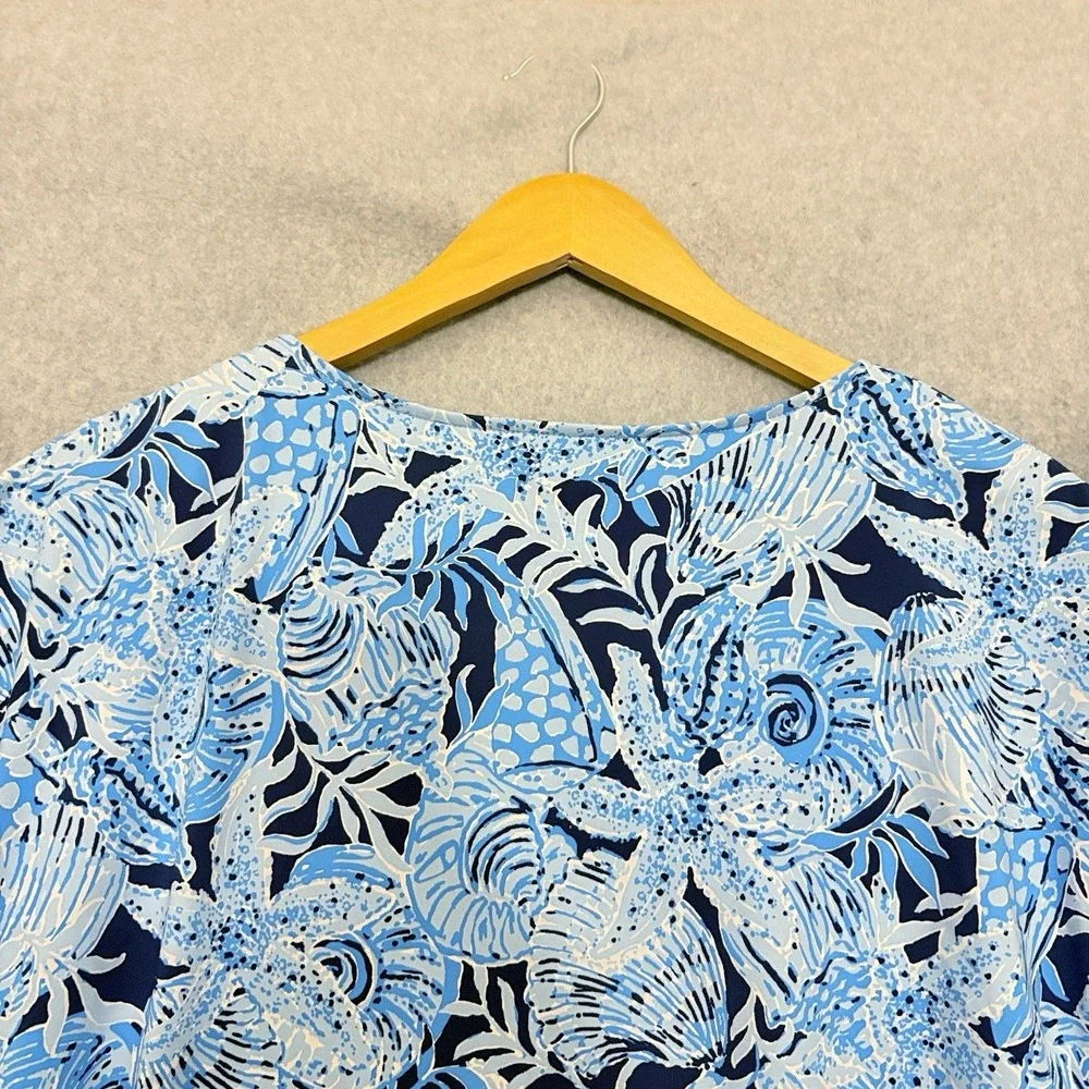 Lilly Pulitzer Dress Women's Large Talli Maxi Coverup Bonaire Blue Coastal Shell - Picture 5 of 7